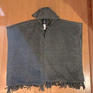 White House Black Market Hooded Ruana. One size. Gray with silver studs